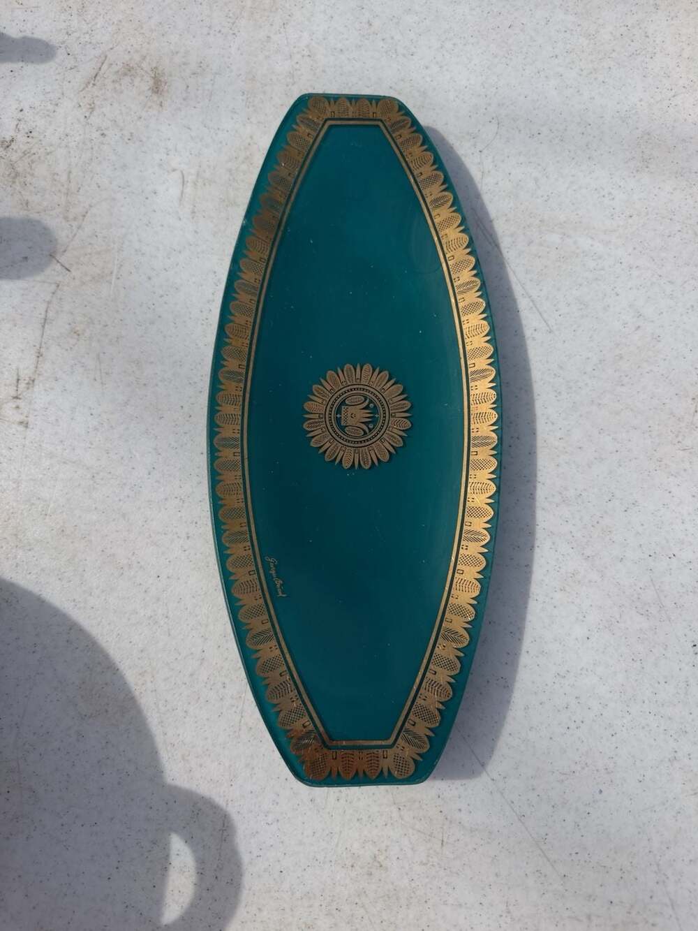 Georges Briard Teal And Gold Long Tray